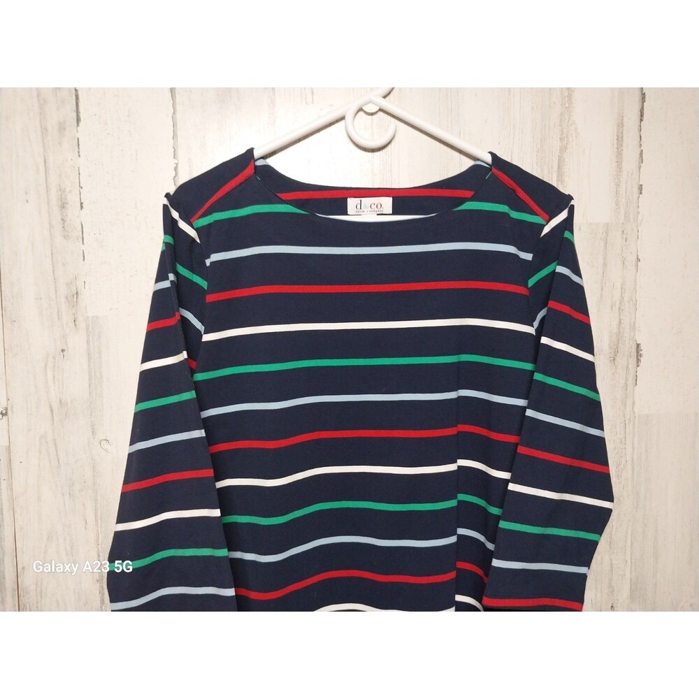 D&Co Denim And Company Women's Large Navy Multi Stripe Knit Dress - Picture 3 of 5